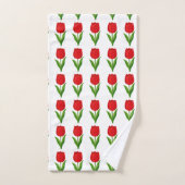 Modern Rood Tulp Bloemmotief op Wit Bad Handdoek (Handdoek)