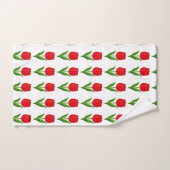 Modern Rood Tulp Bloemmotief op Wit Bad Handdoek (Handdoek)