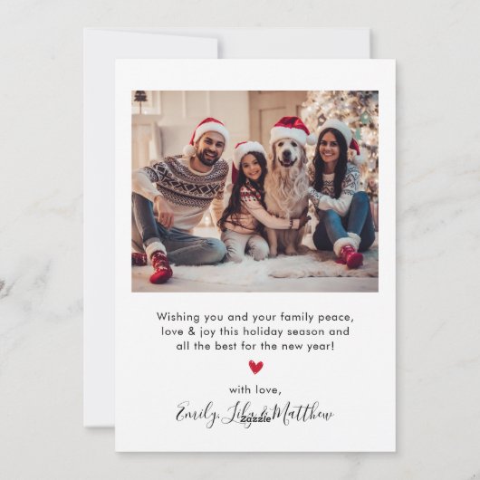 Modern rood vrolijk script 2 foto kerst feestdagenkaart (Achterkant)