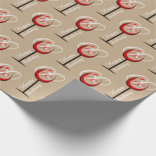 Modern Rood Wijnglas Patroon 60e Verjaardagscadeau Cadeaupapier