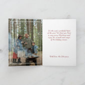 Modern Rood & Wit 2 foto Familie Vrolijk Kerstfees Feestdagen Kaart (Binnen)