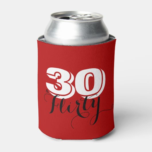 Modern Rood Wit 30 & FLIRTY Verjaardag JUICHEN Fun Blikjeskoeler (Blikje Voorkant)