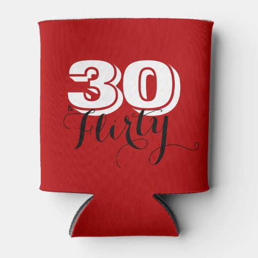 Modern Rood Wit 30 & FLIRTY Verjaardag JUICHEN Fun Blikjeskoeler (Voorkant)