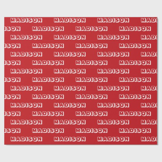 Modern rood wit aangepaste naam tekst Verjaardag G Cadeaupapier (Vlak)