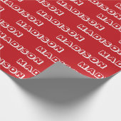 Modern rood wit aangepaste naam tekst Verjaardag G Cadeaupapier (Hoek)