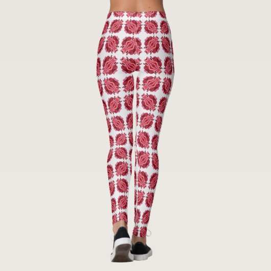 Modern rood wit Abstract patroon Leggings (Achterkant)