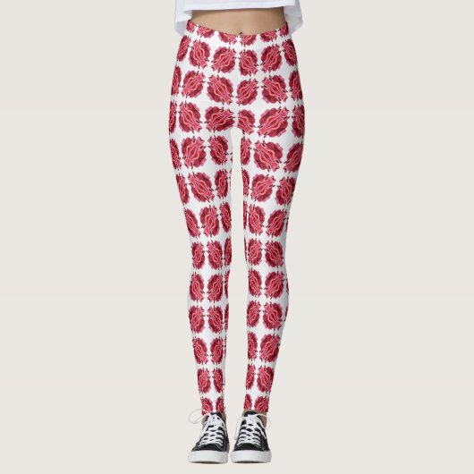 Modern rood wit Abstract patroon Leggings (Voorkant)