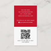 Modern rood wit add logo social media pictogrammen visitekaartje (Achterkant)