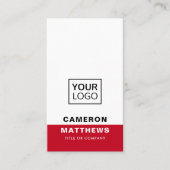 Modern rood wit add logo social media pictogrammen visitekaartje (Voorkant)