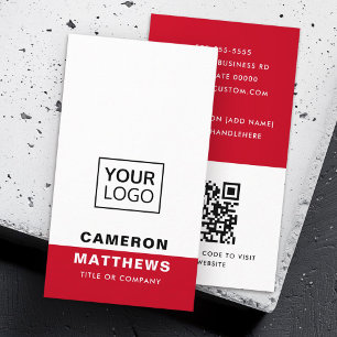 Modern rood wit add logo social media pictogrammen visitekaartje