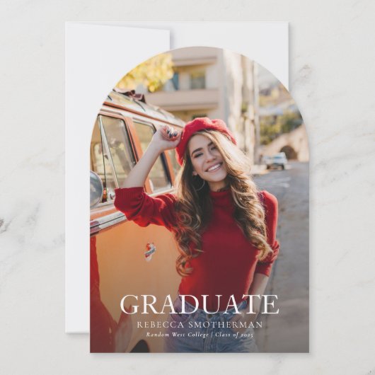 Modern Rood Wit Afstudeerder Foto Afstuderen 2025  Kaart (Voorkant)