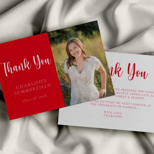 Modern rood wit Afstuderen dank u kaart