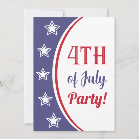 Modern Rood Wit Blauw 4th of Juli Feest Kaart (Voorkant)