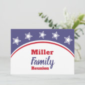 Modern rood wit blauw familie reünie kaart (Staand voorkant)