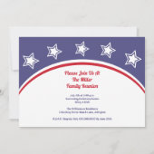 Modern rood wit blauw familie reünie kaart (Achterkant)