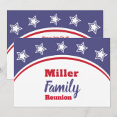 Modern rood wit blauw familie reünie kaart (Voorkant / Achterkant)