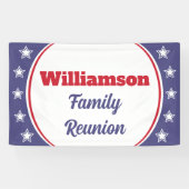 Modern rood wit blauw familie reünie spandoek (Horizontaal)