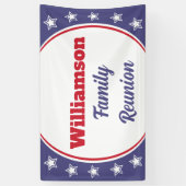 Modern rood wit blauw familie reünie spandoek (Verticaal)