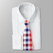 Modern Rood Wit Blauw Geruit Patroon Stropdas (Gebonden)