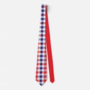 Modern Rood Wit Blauw Geruit Patroon Stropdas