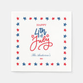 Modern rood, wit en blauw 4 juli Dinner Party Servet (Voorkant)