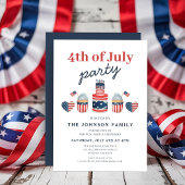 Modern rood wit en blauw 4 juli feest kaart