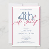 Modern Rood Wit en Blauw 4 juli Summer Party Kaart (Voorkant)