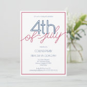 Modern Rood Wit en Blauw 4 juli Summer Party Kaart (Staand voorkant)