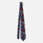 Modern rood wit en blauw geometrisch patroon stropdas (Achterkant)