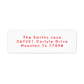 Modern rood wit feestelijk kerstretour adres etiket (Voorkant)