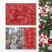 Modern rood & wit gebladerte kerst feestdagenkaart