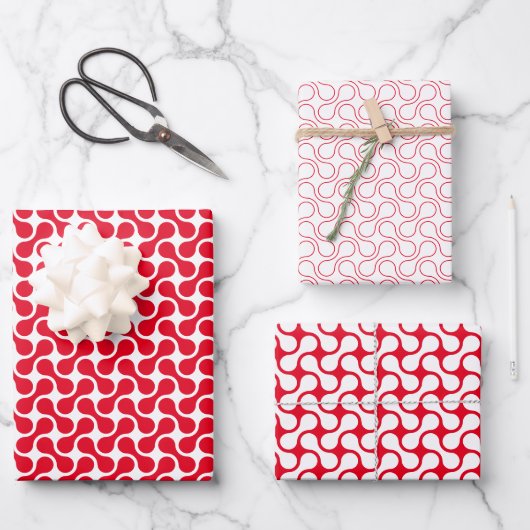 Modern rood wit geometrisch metabalpatroon inpakpapier vel (Voorkant)