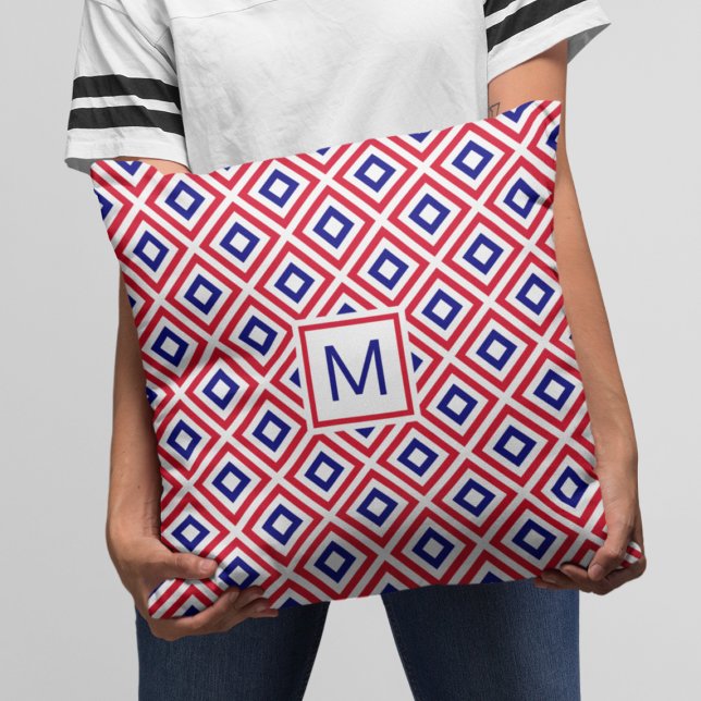 Modern rood wit geometrisch patroon kussen (Creator heeft geüpload)