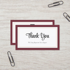 Modern rood wit goud dank u kaart visitekaartje