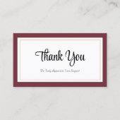 Modern rood wit goud dank u kaart visitekaartje (Voorkant)