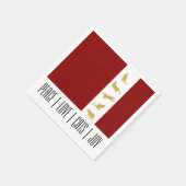 Modern Rood Wit Goud Kat Kerstpapier Servet (Hoek)