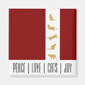 Modern Rood Wit Goud Kattenliefhebber Kerstmis Magneet (Voorkant)
