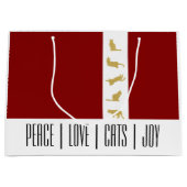 Modern rood wit goud kerstkat groot cadeauzakje (Voorkant)