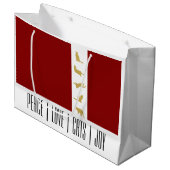 Modern rood wit goud kerstkat groot cadeauzakje (Voorkant Gekanteld)