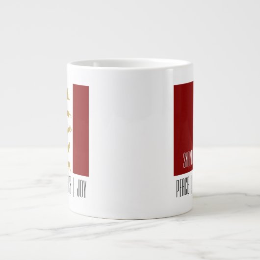 Modern rood wit goud kerstkat grote koffiekop (Voorkant)