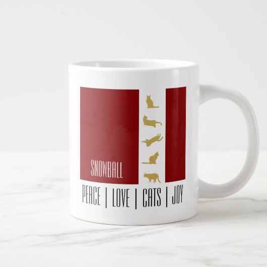 Modern rood wit goud kerstkat grote koffiekop (Rechts)