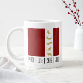 Modern rood wit goud kerstkat grote koffiekop