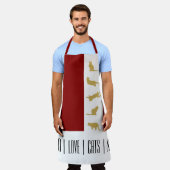 Modern rood wit goud kerstkat schort (Gedragen)