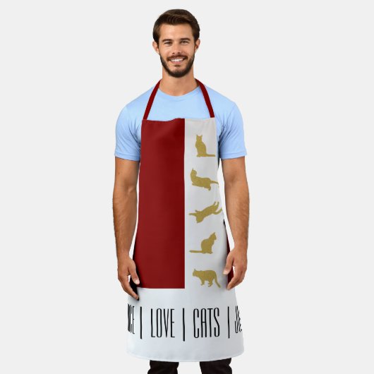 Modern rood wit goud kerstkat schort (Gedragen)