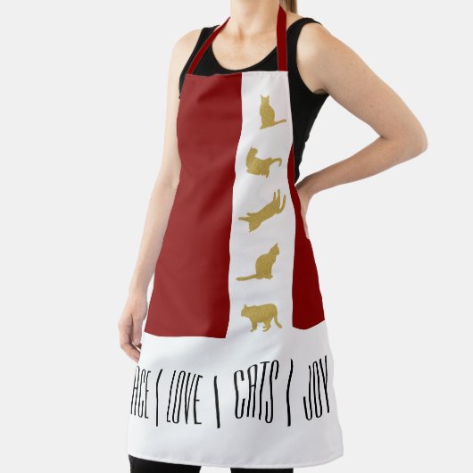 Modern rood wit goud kerstkat schort (Insitu)