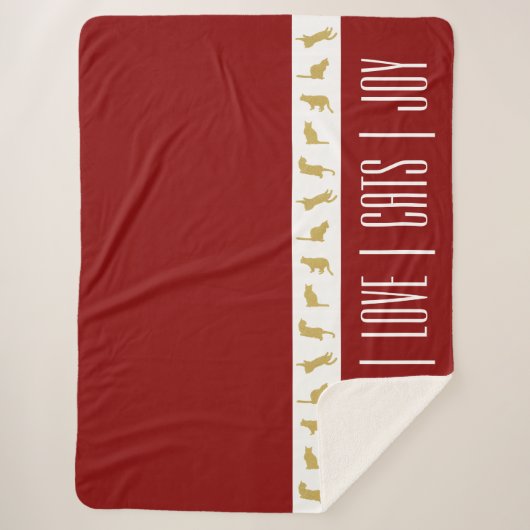 Modern rood wit goud kerstkat sherpa deken (Voorkant)
