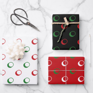 Modern rood wit groen zwart polka stippen Kerstmis Inpakpapier Vel