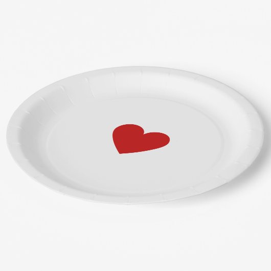 Modern Rood Wit Hart Elegante Liefde Chic Custom Papieren Bordje (Gekanteld)