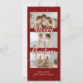 Modern Rood & Wit Kerstfoto Strip Kaart (Voorkant)