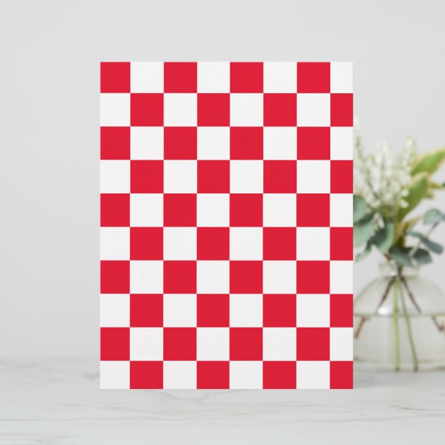 Modern Rood Wit Kroatisch Damspel Scrapbook Papier (Staand voorkant)